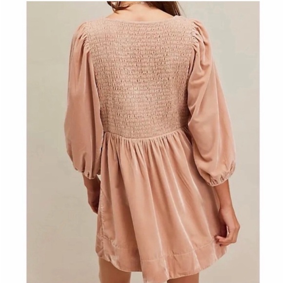Free People Farrier Velvet Mini Dress Winter Bloom Mauve/Pink Large - Picture 3 of 16